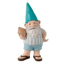 Ty Pennington Outdoor Blue Striped Beach Garden Gnome, 14"