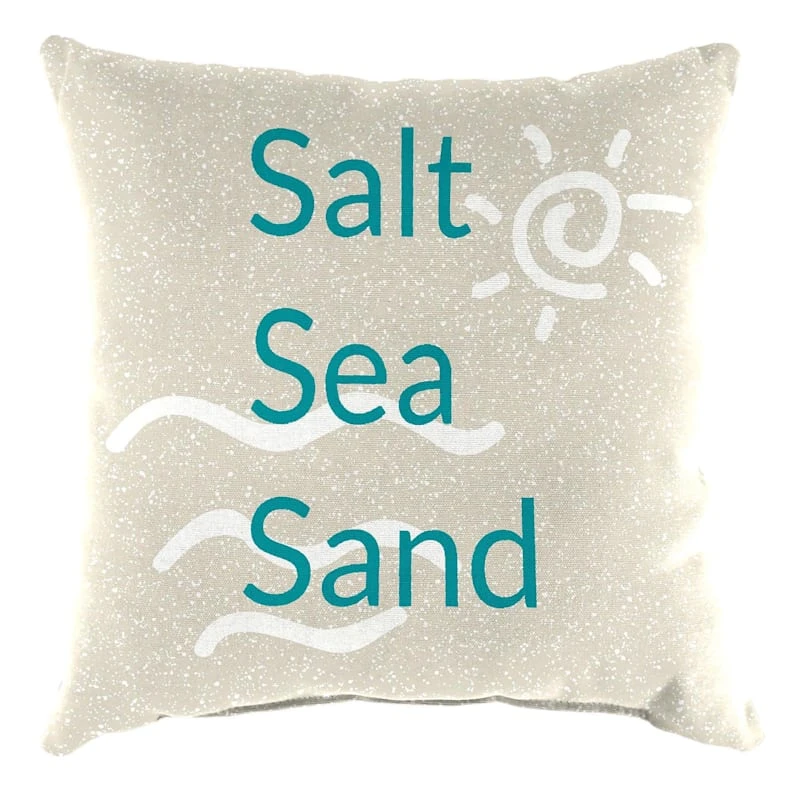 Ty Pennington Salt, Sea, Sand Outdoor Throw Pillow, 16"