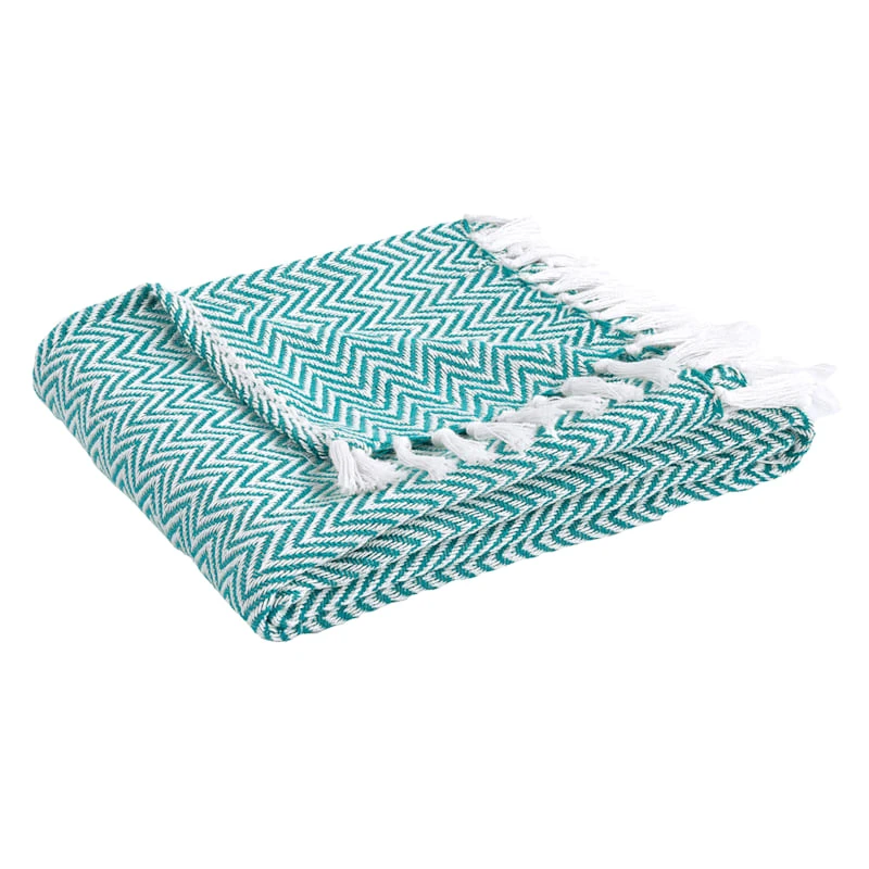 Ty Pennington Tile Blue Chevron Outdoor Throw Blanket, 50x60
