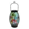 Underwater Scene Glass Solar Lantern With Metal Handle, 9.5"