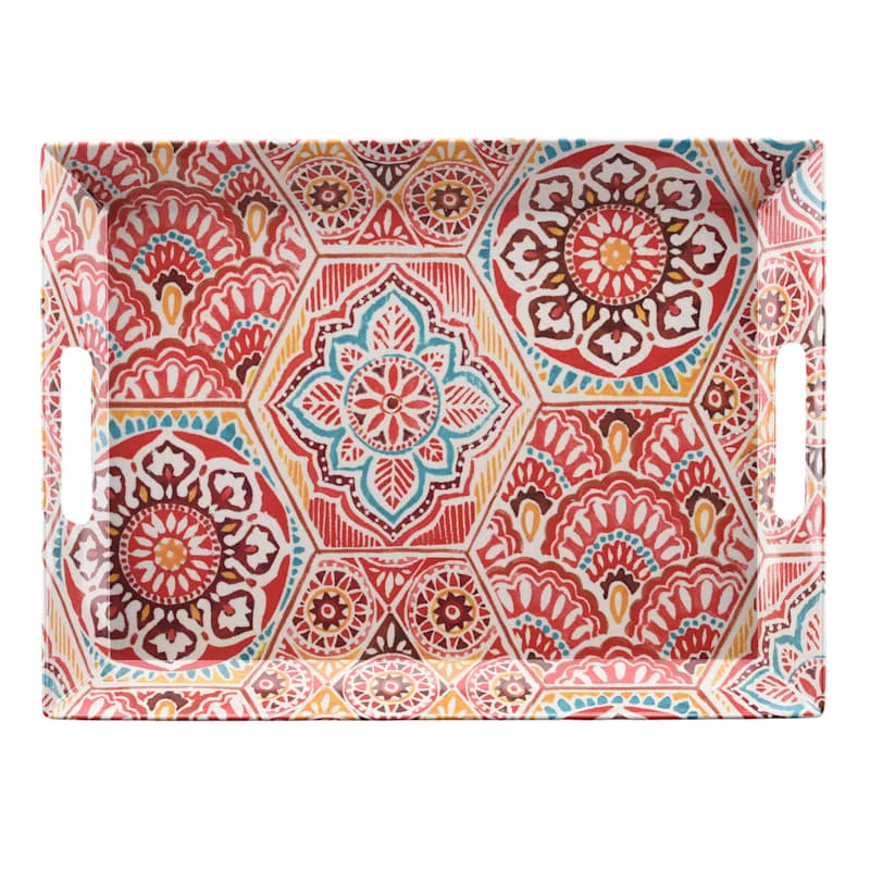 Warm Paisley Melamine Serving Tray, 15"