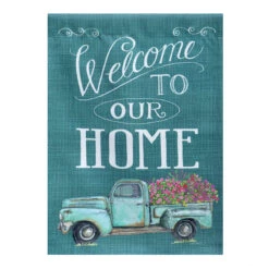 Welcome Floral Farm Truck Garden Flag, 18"