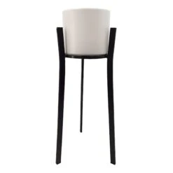 White & Black Metal Plant Stand, Small