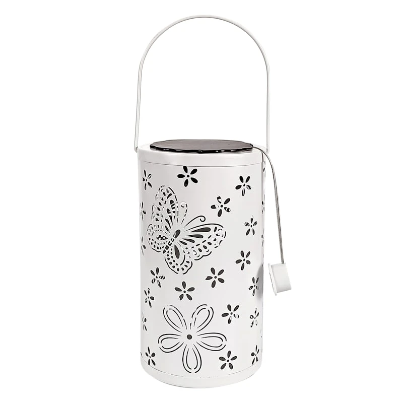 White LED Butterfly Cutout Lantern With Timer, 7.7"