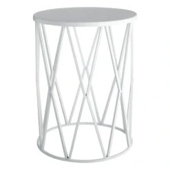 White Metal Diamond Plant Stand, 21.5"
