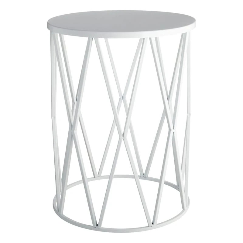 White Metal Diamond Plant Stand, 21.5"