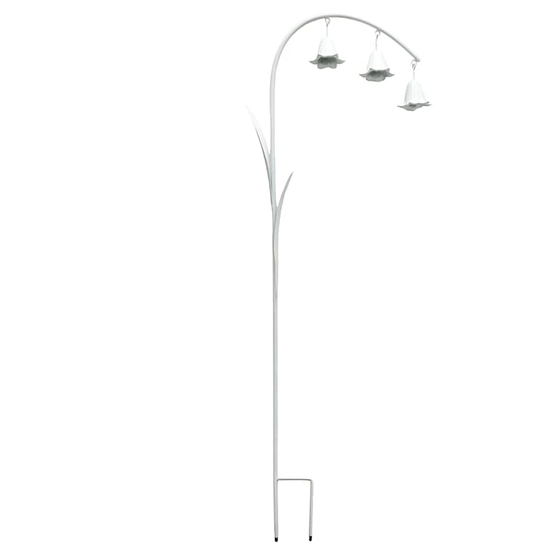White Metal Garden Stake With Bells, 43"