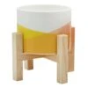 Yellow Colorblock Ceramic Citronella Candle With Stand