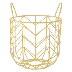 Yellow Metal Wire Storage Basket, 9"
